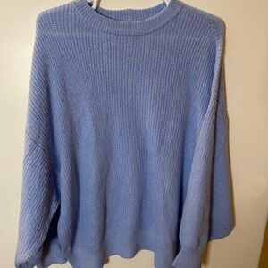 NWT Flirtitude Active Light Blue Sweater Oversized Sleeves RoundNeck Soft Sz XXL